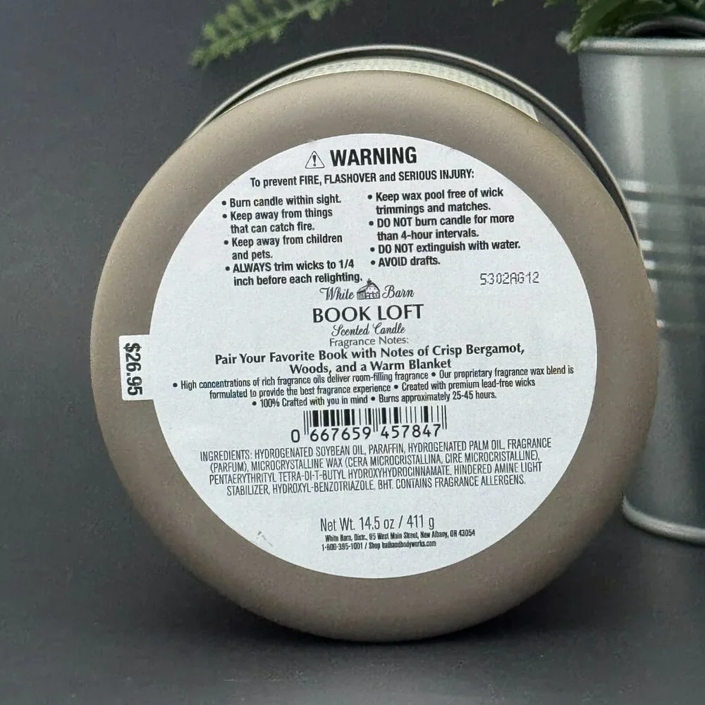 BBW Book Loft White Barn Bath & Body Works 3 Wick Candle - Picture 9 of 10